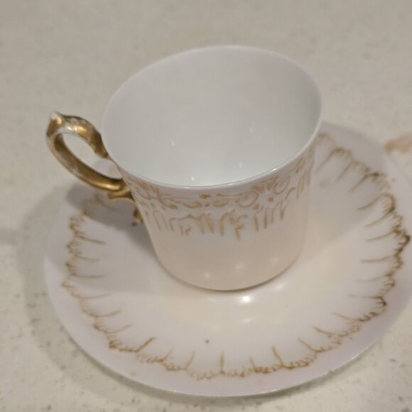 Limoges France Demitasse Cup & Saucer Hand Painted Gold c.1900 - Picture 2 of 12